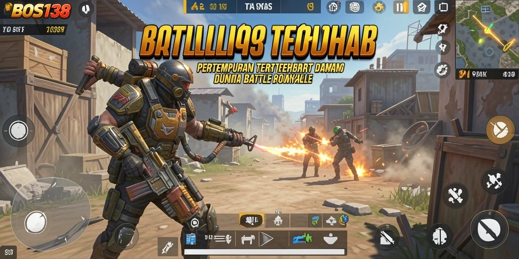 Tangkapan layar BOS138 menampilkan aksi pertempuran hebat antara pemain dalam permainan Battle Royale.