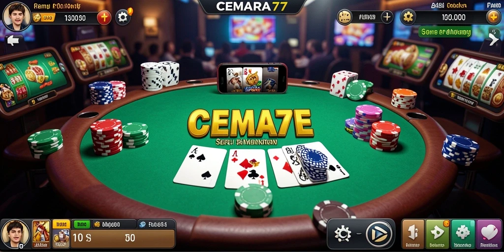 Tangkapan layar utama CEMARA77 menampilkan aksi permainan poker yang seru.