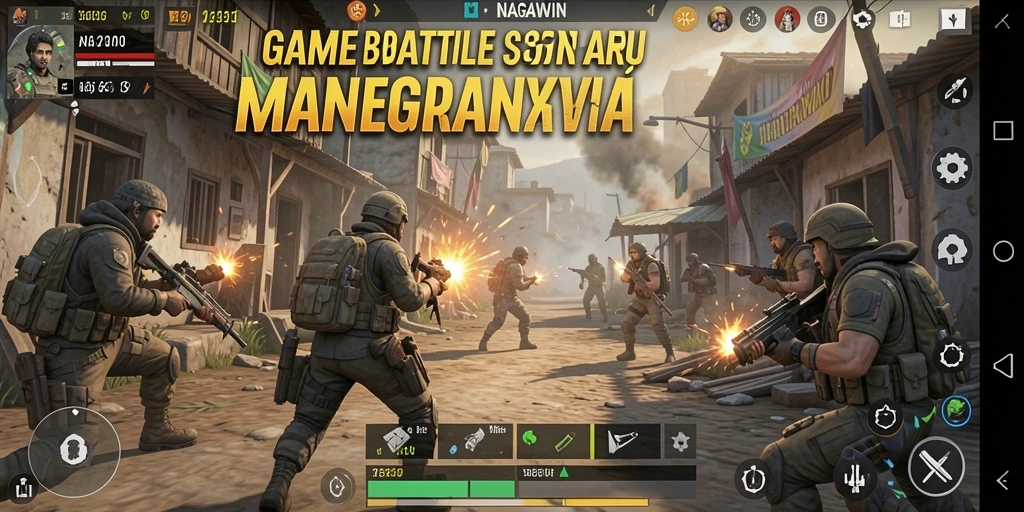 Screenshot aksi seru di dalam game Battle Royale NAGAWIN.