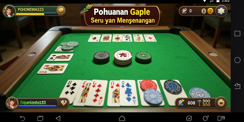 Screenshot gameplay POHONEMAS33 menampilkan pemain yang sedang bermain Gaple.