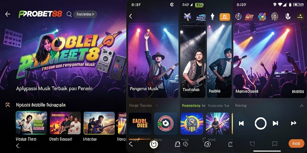Tampilan gameplay PROBET88 yang menyenangkan saat mendengarkan musik langsung.