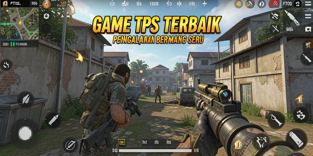 Screenshot PTTOGEL menampilkan aksi intens dalam gameplay TPS.