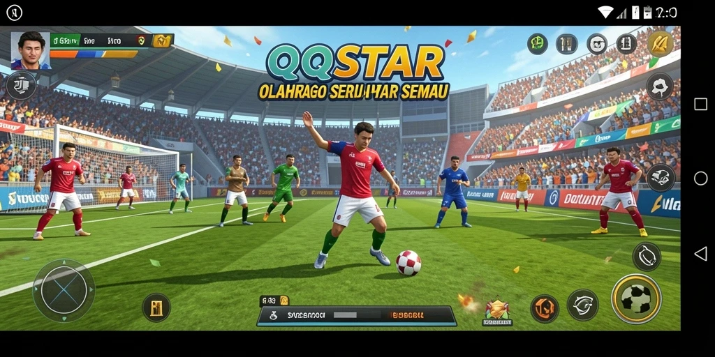 Tampilan screenshot gameplay dari QQSTAR dengan aksi olahraga yang mendebarkan.