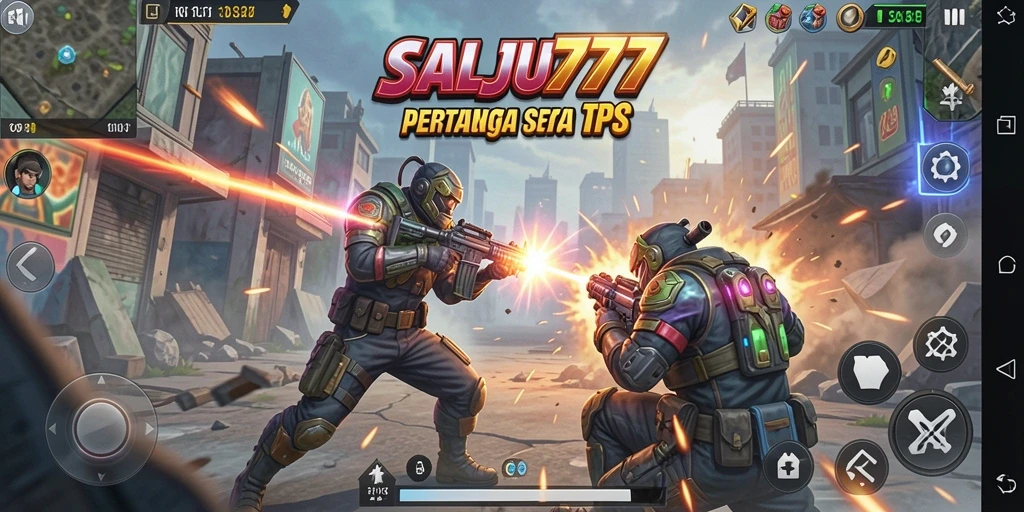 Tangkapan layar gameplay SALJU777 menunjukkan aksi tembak-menembak yang mendebarkan.