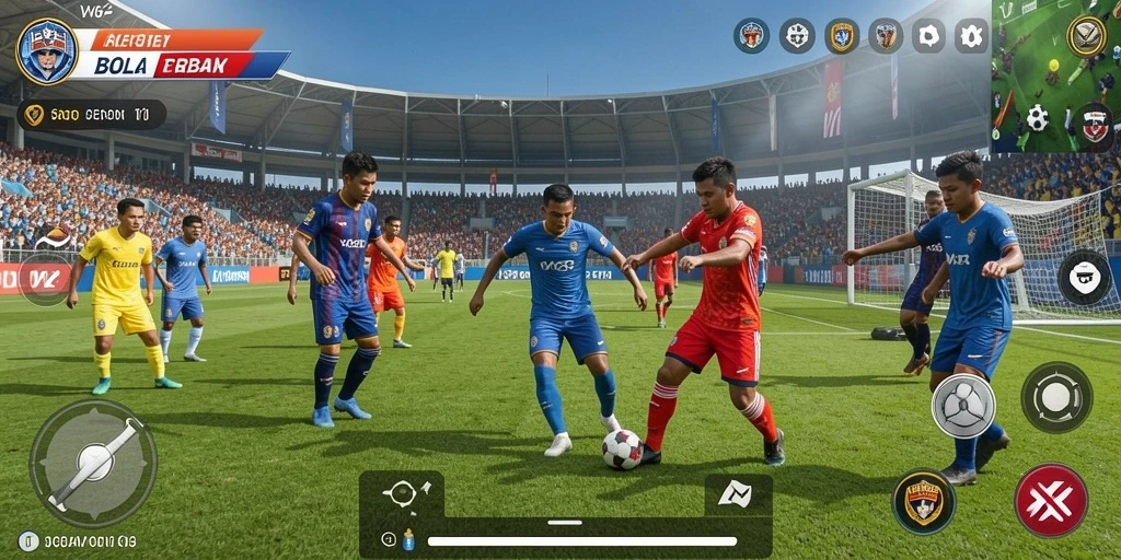 Screenshot gameplay utama VV62 menampilkan aksi seru di lapangan.