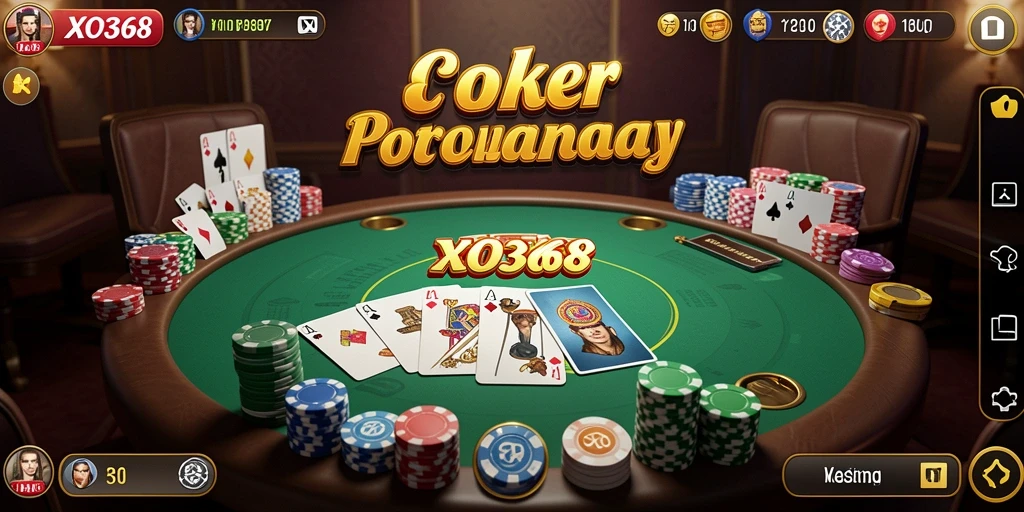 Tampilan permainan Poker yang seru dan menyenangkan di XO368.